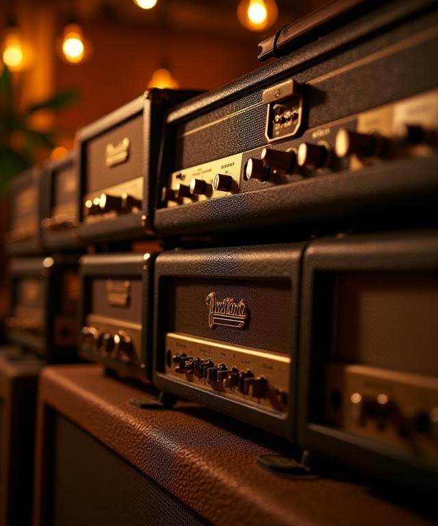 Collection of professional guitar amplifiers